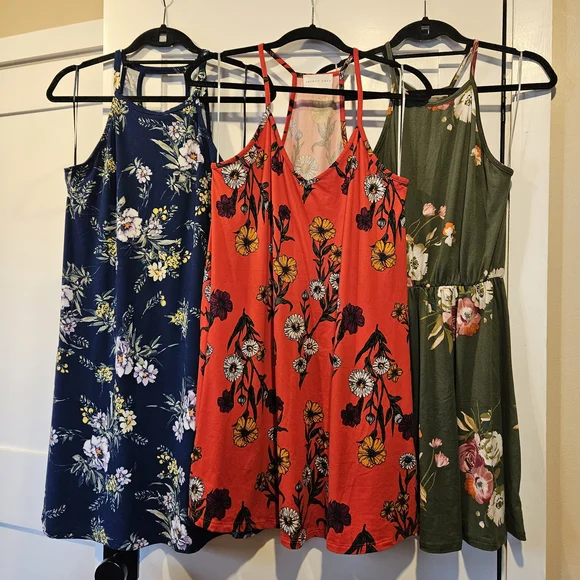 French Grey Floral Sundresses Set Of 3 - Picture 4 of 7
